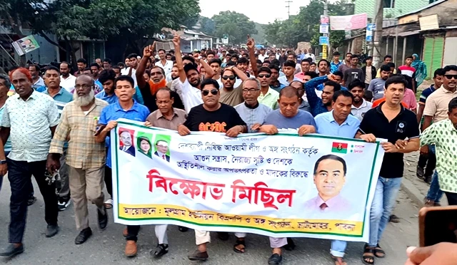 নিষিদ্ধ সংগঠনের অপতৎপরতার বিরুদ্ধে চাটমোহরে বিএনপির বিক্ষোভ